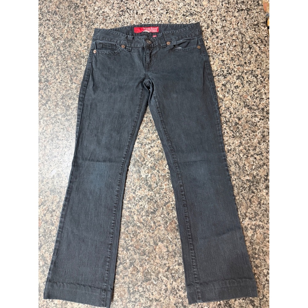 Guess Daredevil Bootcut Jeans Womens 28 Dark Grey Low Rise Stretch MW2727-B
